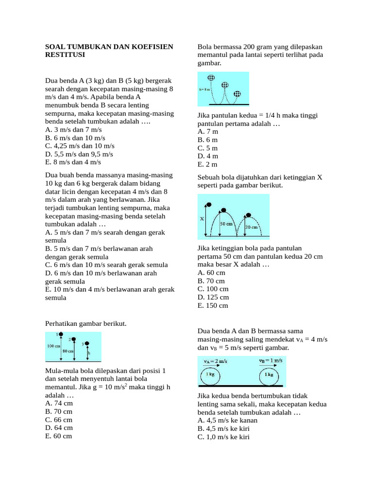 Soal Tumbukan dan Koefisien Restitusi | PDF