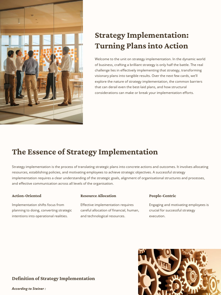01U3Strategy Implementation Turning Plans Into Action | PDF ...