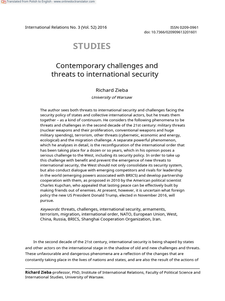 Contemporary Challenges - Pl.en | PDF | Energy Security | Securities