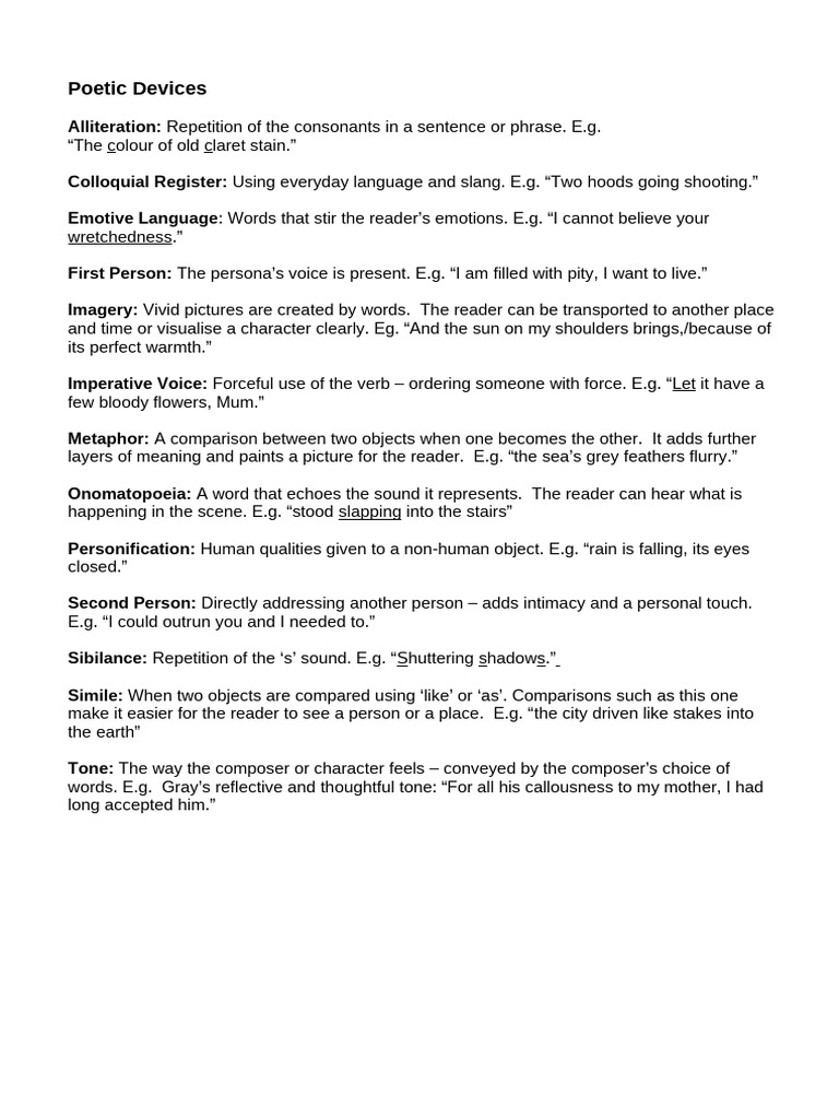 Understanding Poetic Devices Explained | PDF