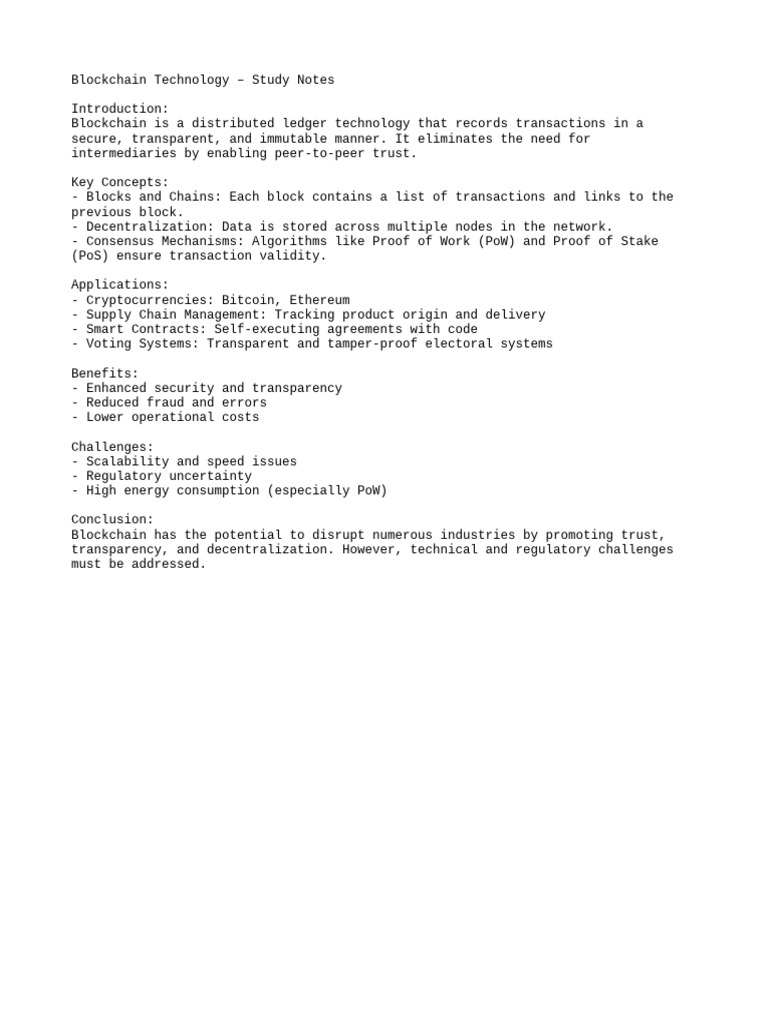 Blockchain Study Notes | PDF