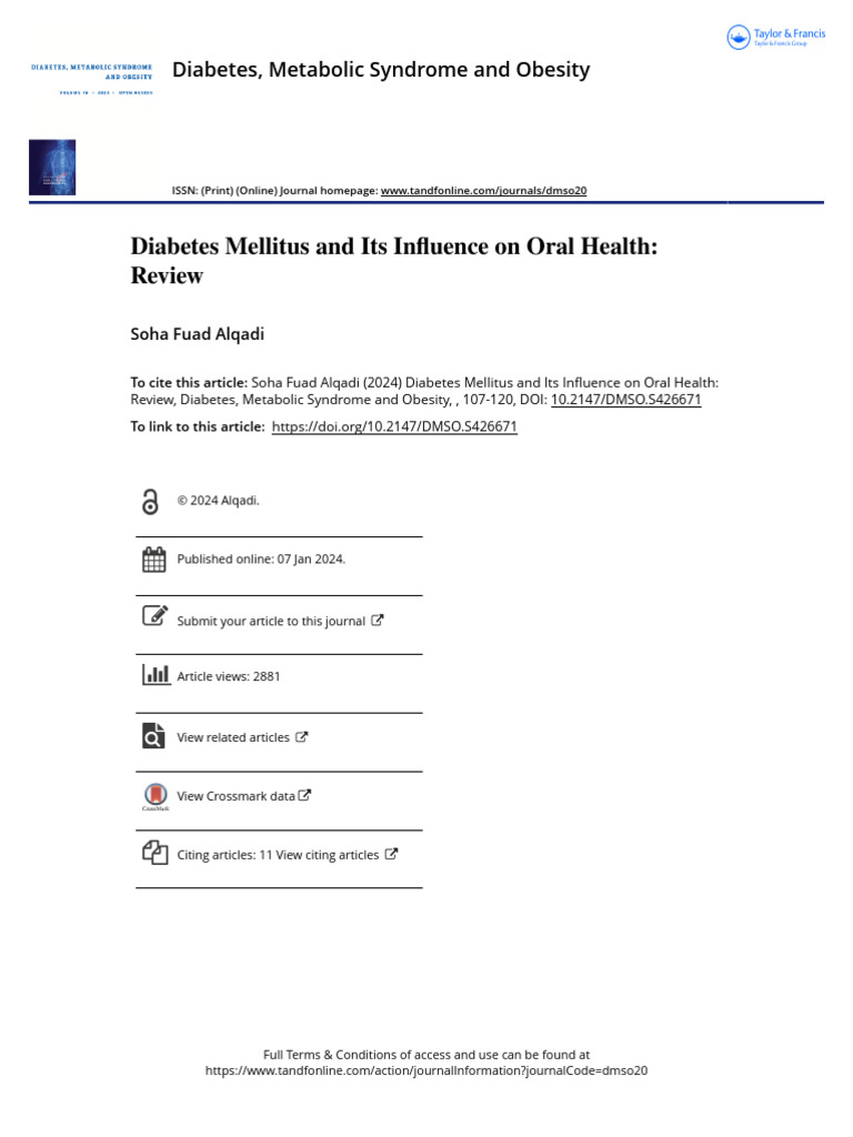 Diabetes Mellitus and Oral Health Review | PDF | Diabetes | Hyperglycemia