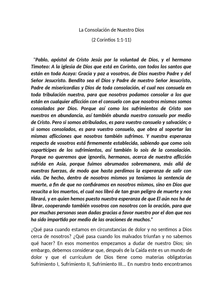 La Consolación de Dios en el Sufrimiento | PDF | Cristo (título) | Dios