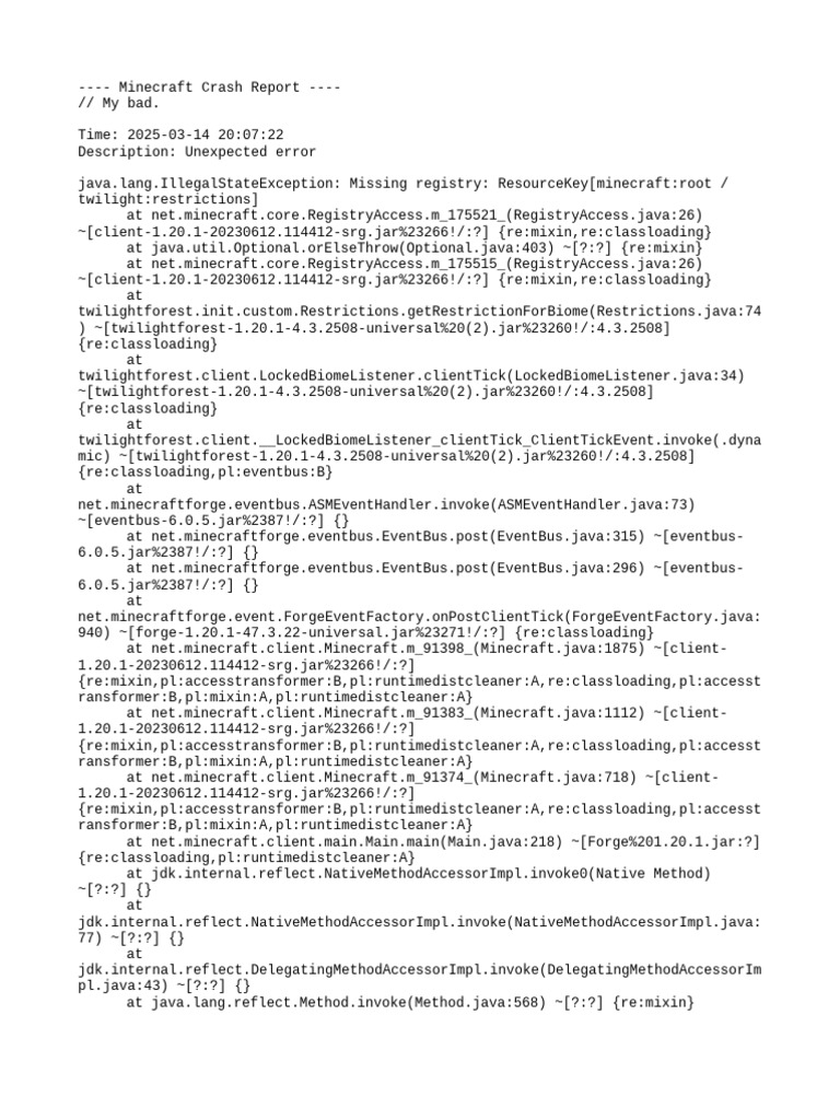 Twilight Forest Crash Report 1.20.1 | PDF | Computer Hardware ...