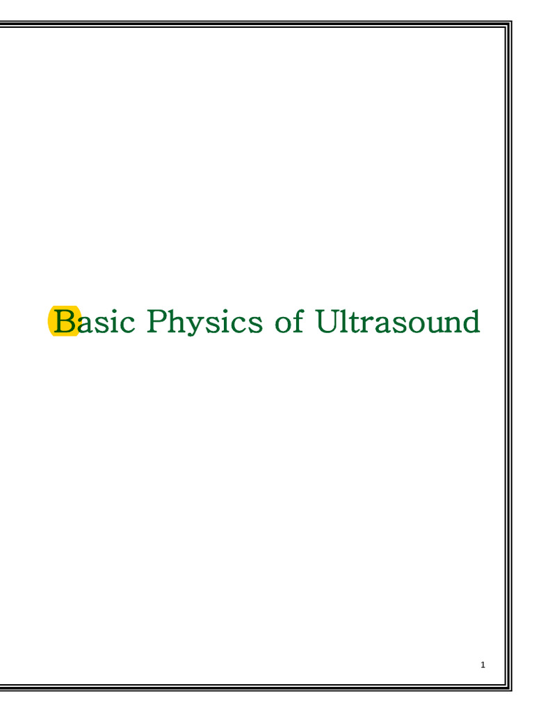 Fundamentals of Ultrasound Physics | PDF | Medical Ultrasound | Attenuation