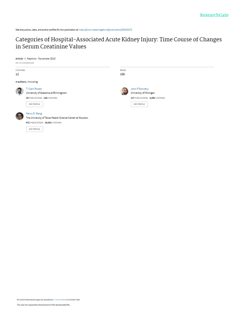 Categories of Hospital-Associated Acute Kidney Inj | PDF | Kidney ...