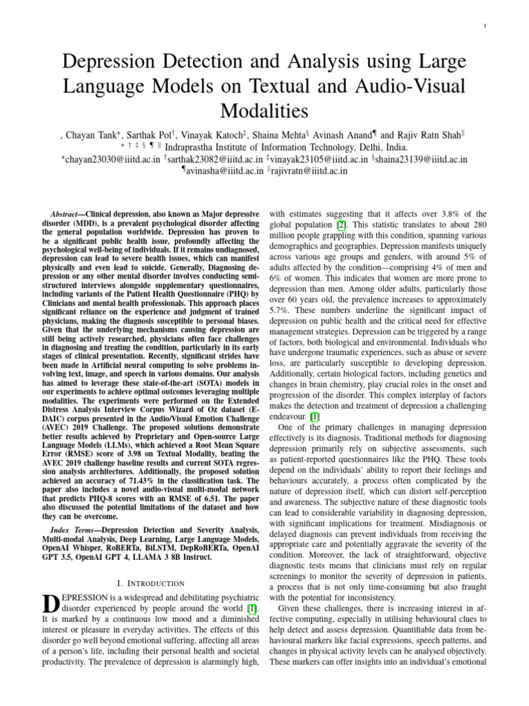 Depression Detection with LLMs | PDF | Learning | Artificial Intelligence