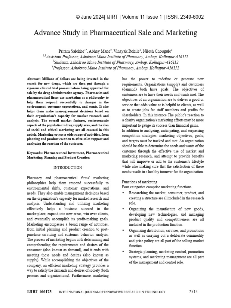 Pharmaceutical Sales and Marketing Strategies | PDF | Marketing ...