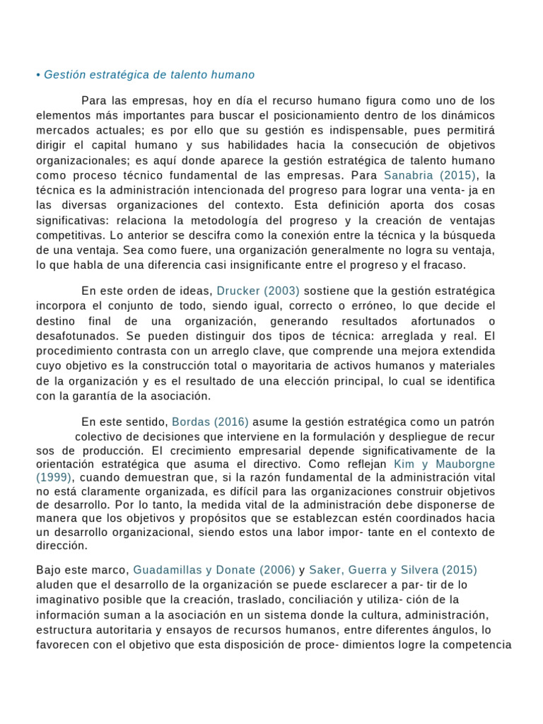 Gestión Estratégica de Talento Humano Resumen en Equipo | PDF ...