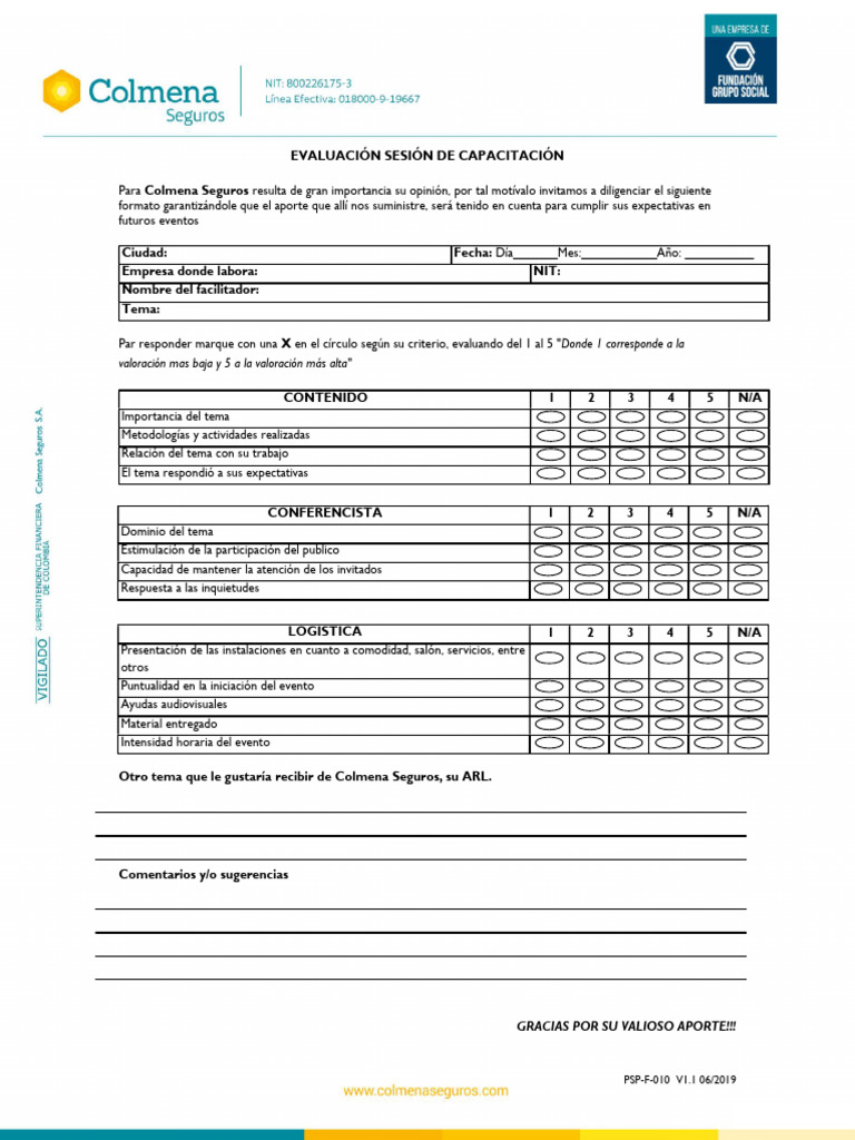 Evaluacion Sesion de Capacitaciones | PDF