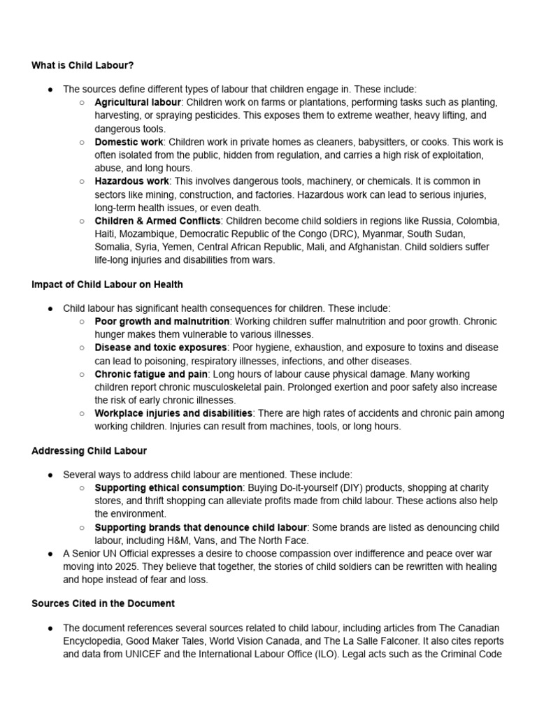 HSE4M1 - IsU Child Labor (Study Notes) | PDF | Occupational Safety And ...