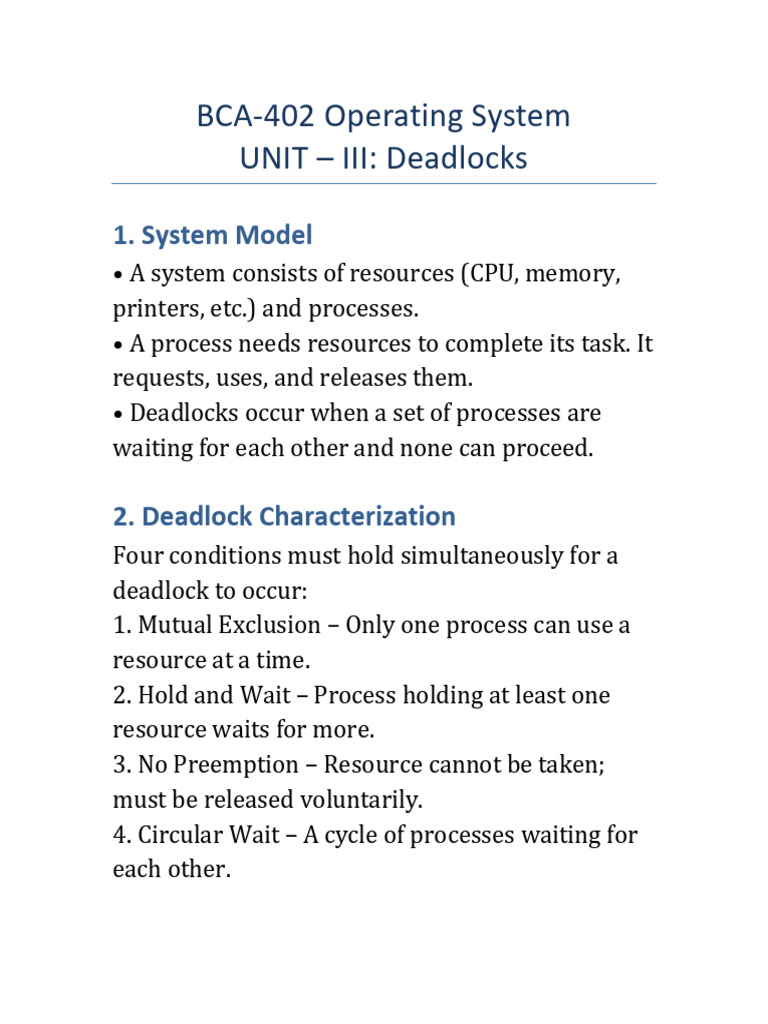 Understanding Deadlocks in Operating Systems | PDF