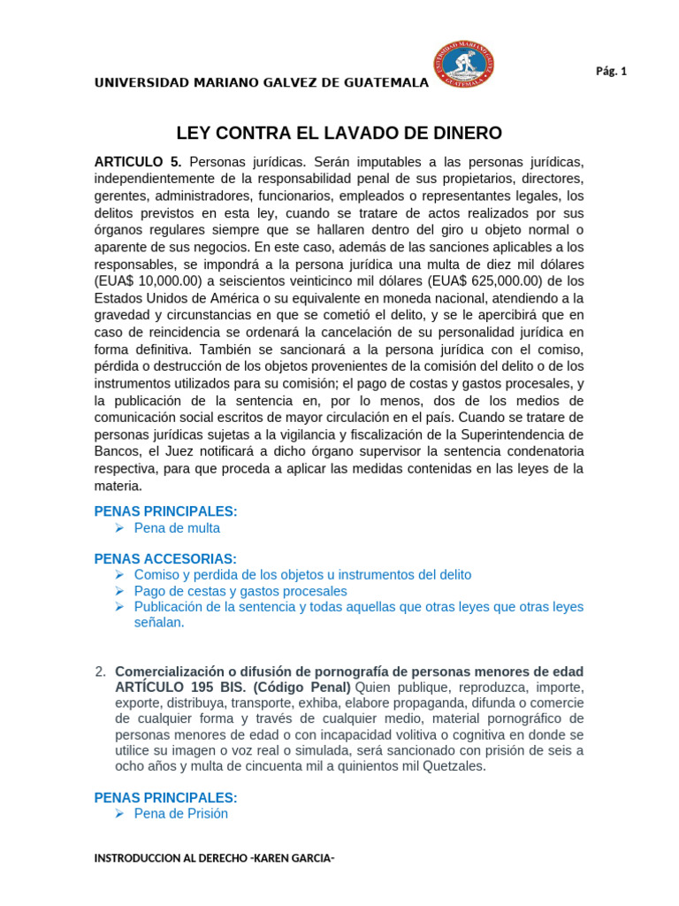 Ley Contra El Lavado de Dinero | PDF | Multa (pena) | Castigos