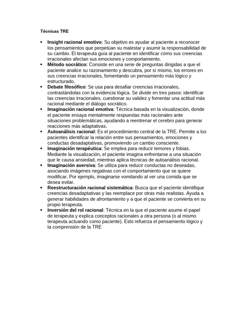 Técnicas de la TRE: Enfoques Emotivos | PDF