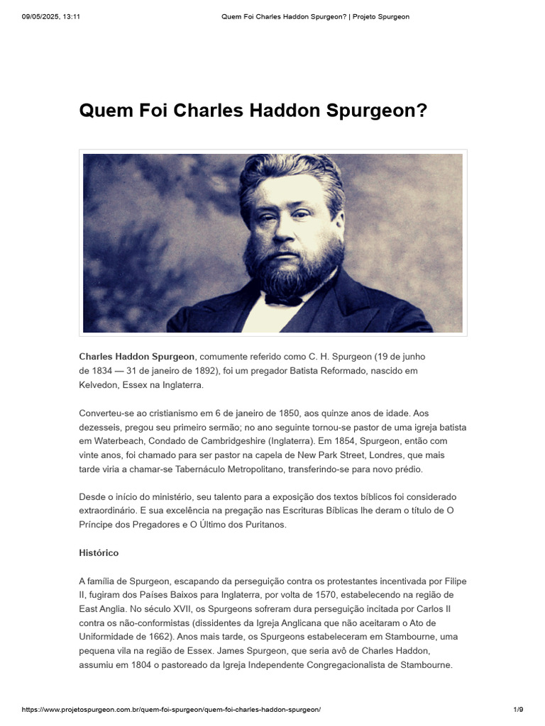 Biografia de Charles H. Spurgeon | PDF | Charles Spurgeon