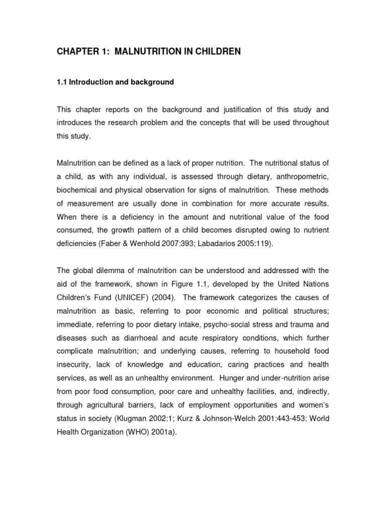 Chapter 1 Malnutrition in Children | PDF | Malnutrition | Obesity