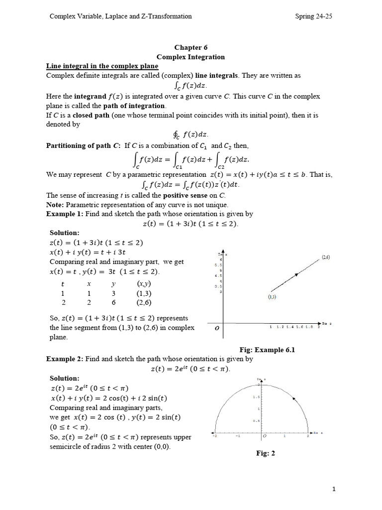 Line Integral in Complex Integration | PDF | Integral | Mathematical ...