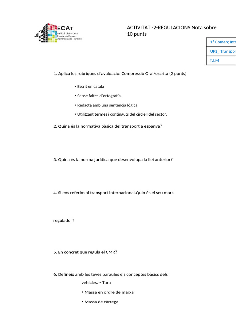 Copia de Activitat - 2 - REGULACIONS | PDF