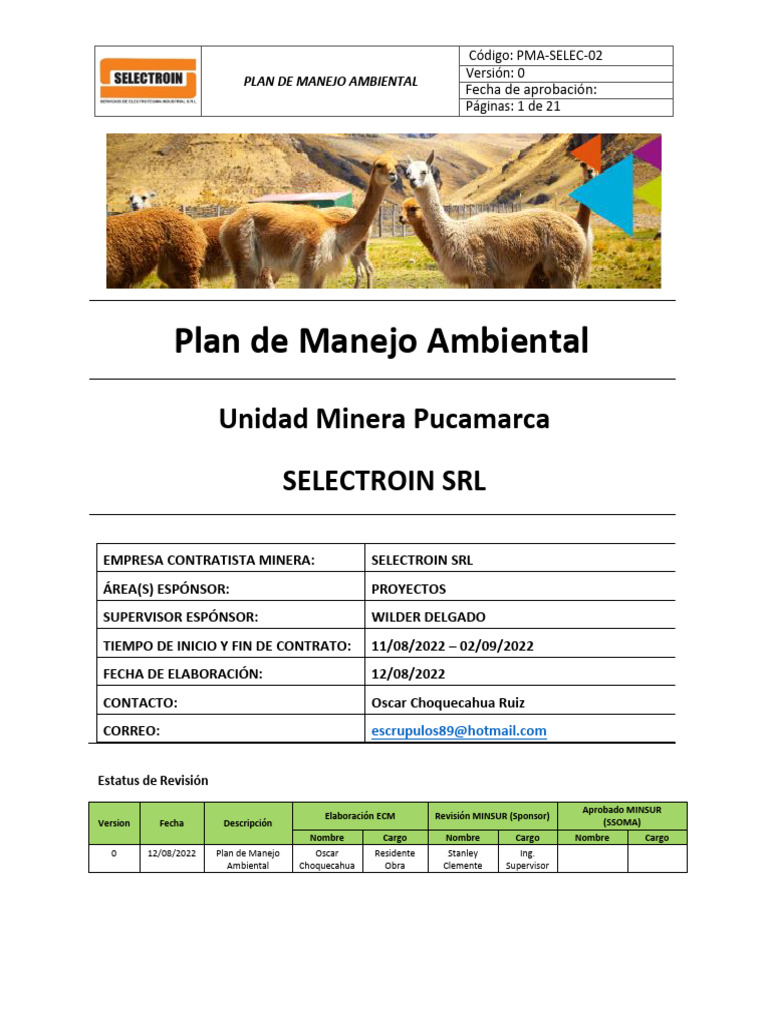 Plan de Manejo Ambiental | PDF | Residuos | Entorno natural