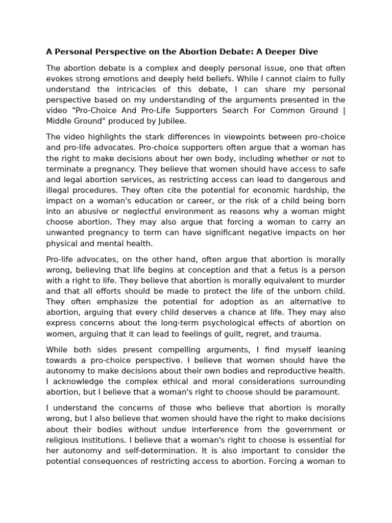 A Personal Perspective On The Abortion Debate | PDF | Abortion | Anti ...