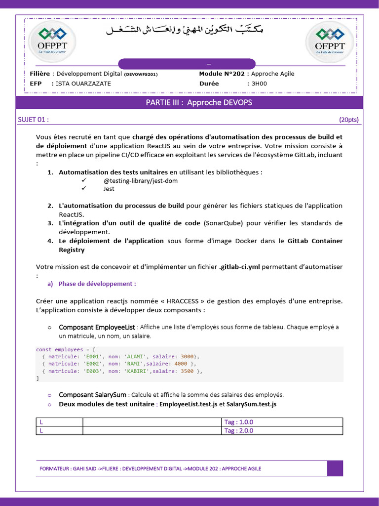 Pipeline CI/CD GitLab pour ReactJS | PDF | Développement de logiciel ...