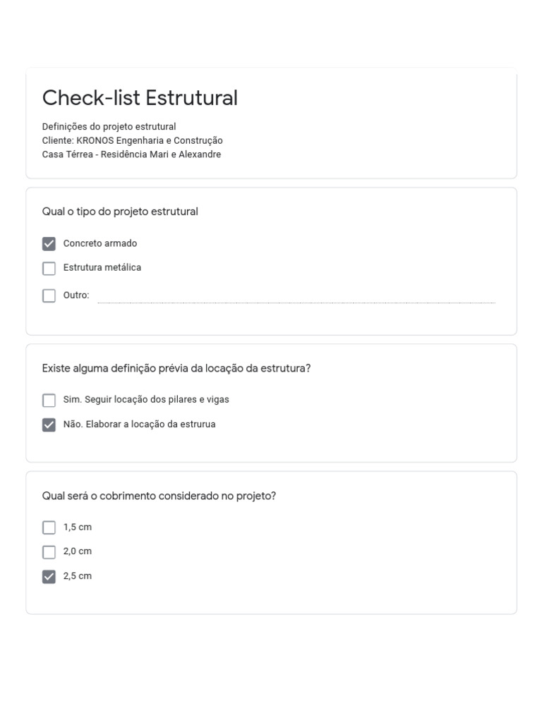 Projeto Estrutural: Casa Térrea KRONOS | PDF