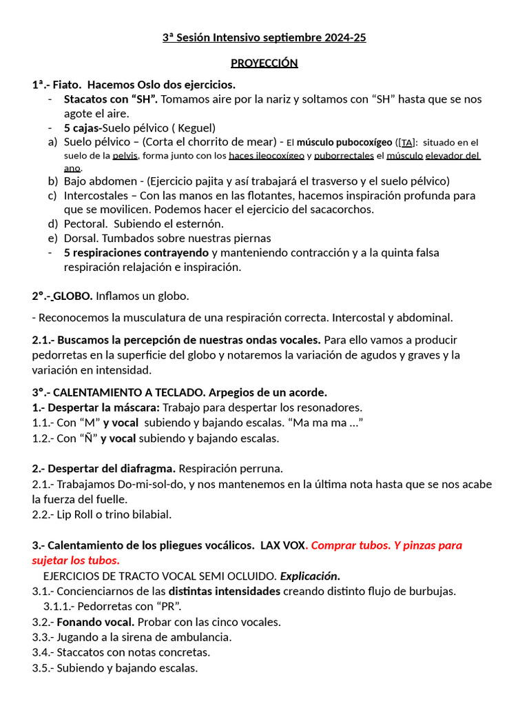 Ejercicios de Voz y Relajación 2024-25 | PDF | Respiración | Sistema ...