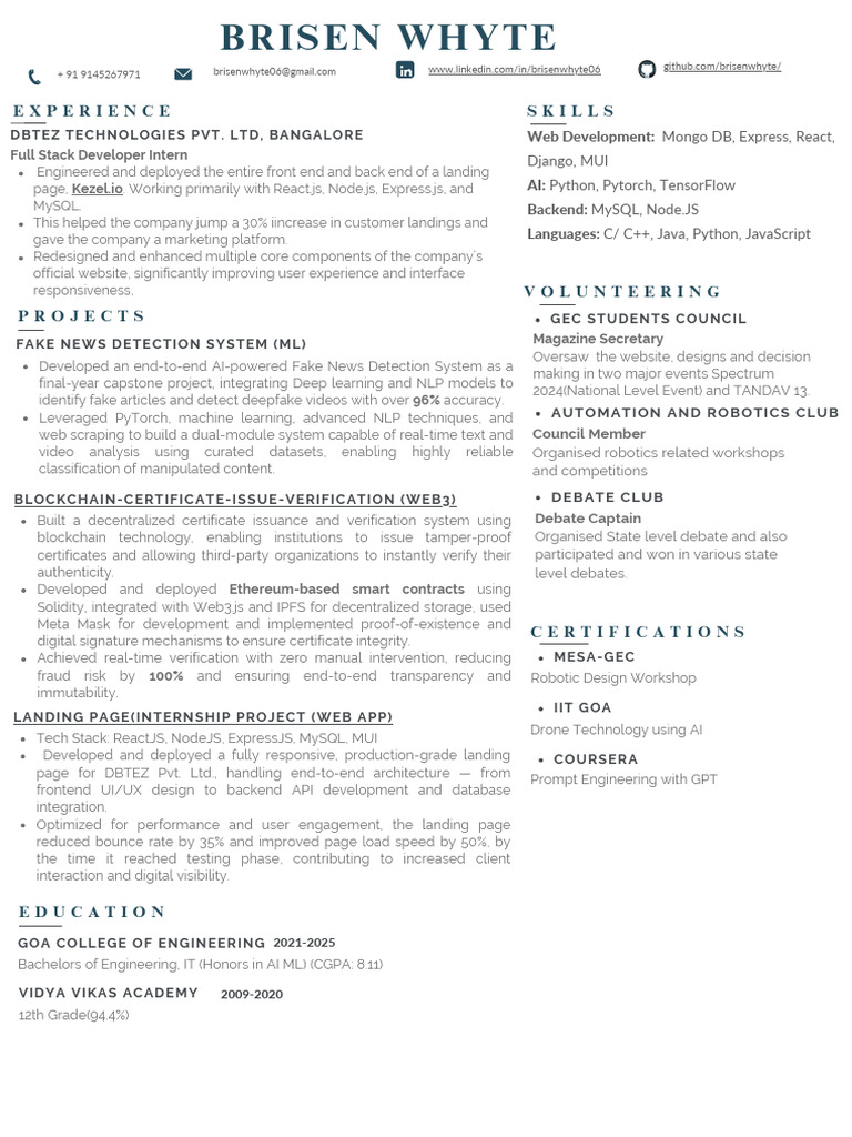 Brisen Whyte CV | PDF | Information Technology | Computing