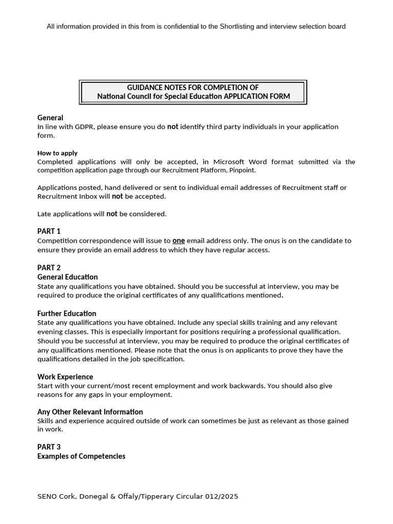 SENO Application Form Published | PDF | Recruitment | Knowledge