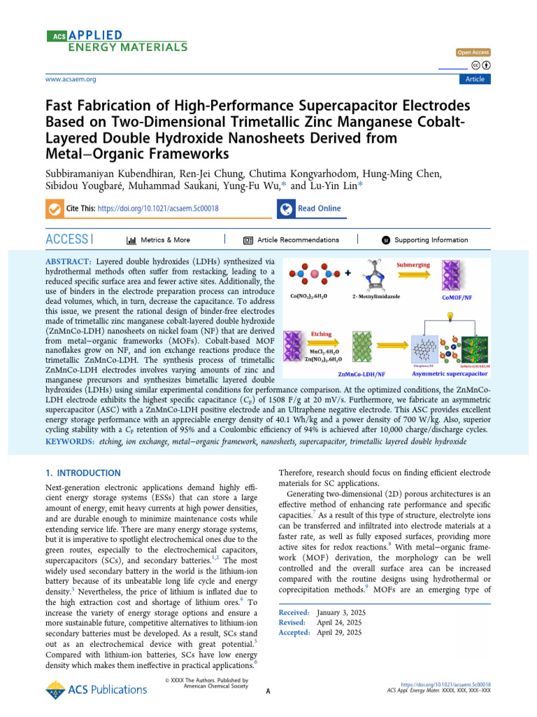 High-Performance Supercapacitor Electrodes | PDF | Electrochemistry ...