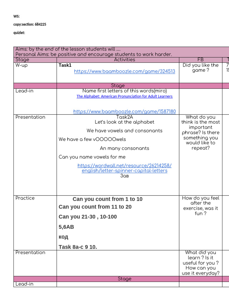 Engaging ESL Lesson Plan Activities | PDF | Alphabet | Orthography