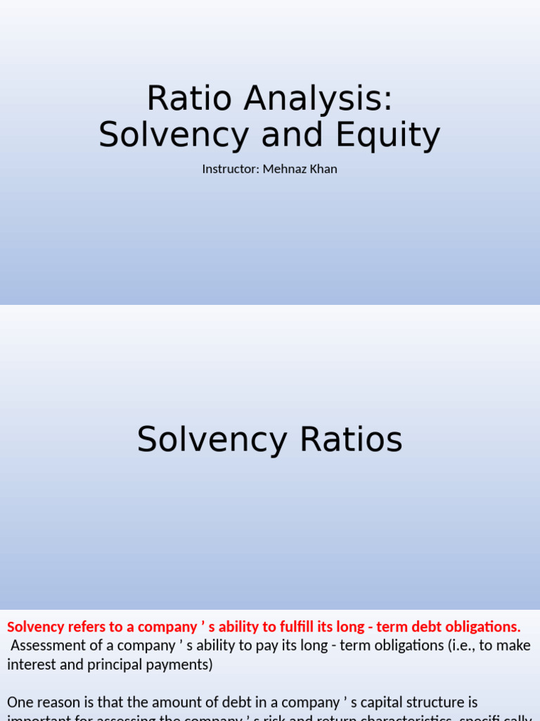 Understanding Solvency and Debt Ratios | PDF | Dividend | Debt