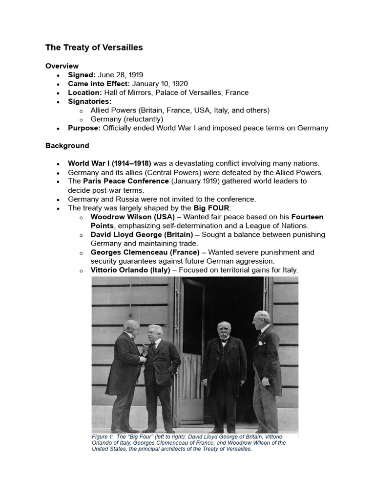 Treaty of Versailles: Impact and Terms | PDF | Treaty Of Versailles ...