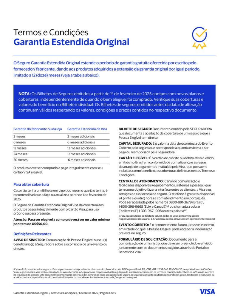 Visa Benefits - Garantia Extendida | PDF | Seguro | Cartão de crédito