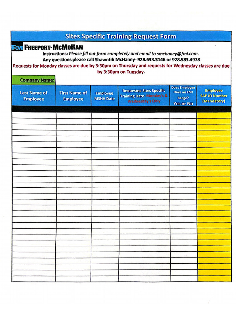 Freeport-McMoran Site Specific Training | PDF
