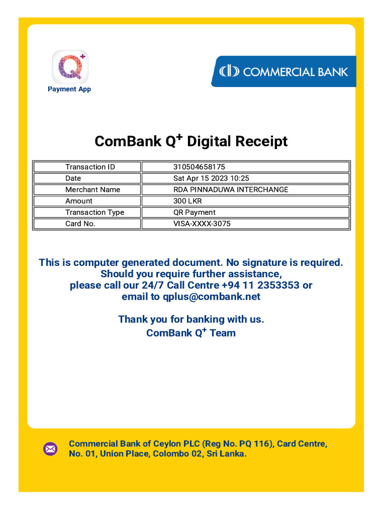 Combank Q Digital Receipt | PDF