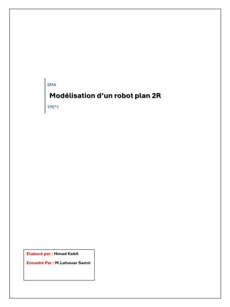 Modélisation Robot Plan 2R : MGD et MGI | PDF