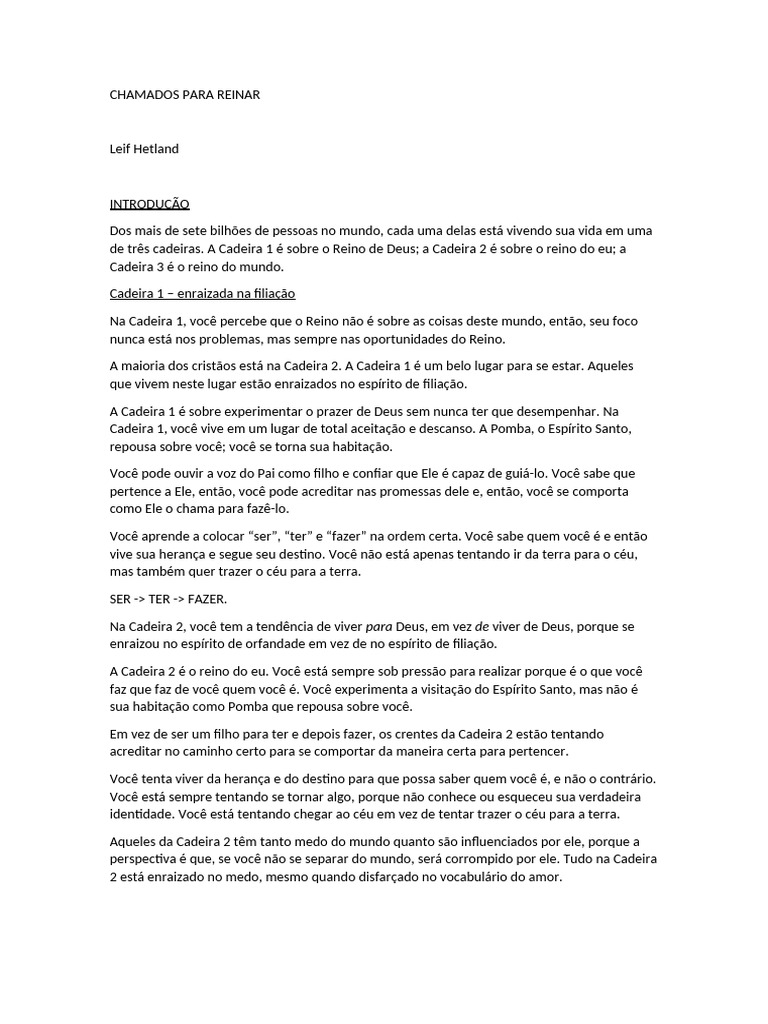 Chamados para Reinar: Identidade e Destino | PDF | Amor | Deus