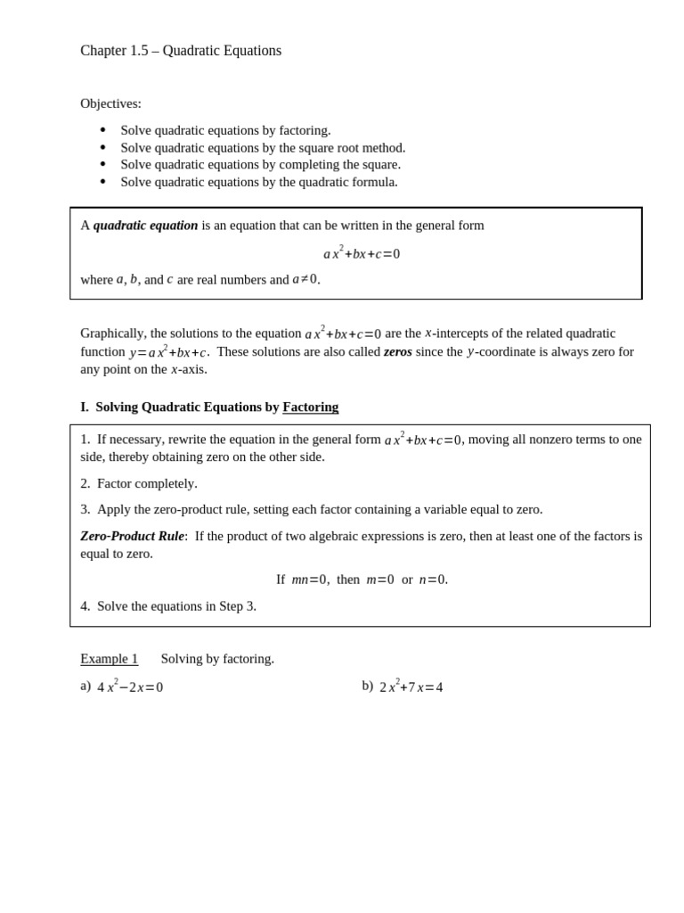 1.5 - Quadratic Equations | PDF | Quadratic Equation | Factorization