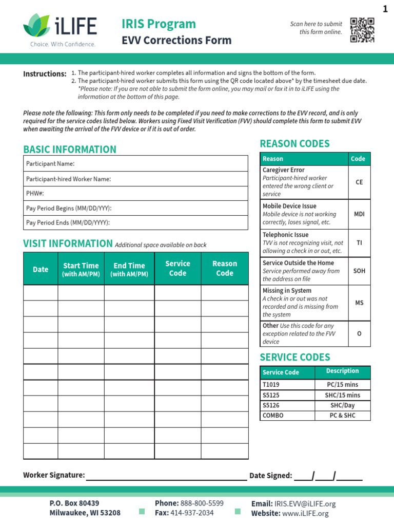 EVV Corrections Form Instructions | PDF | Computing | Telecommunications