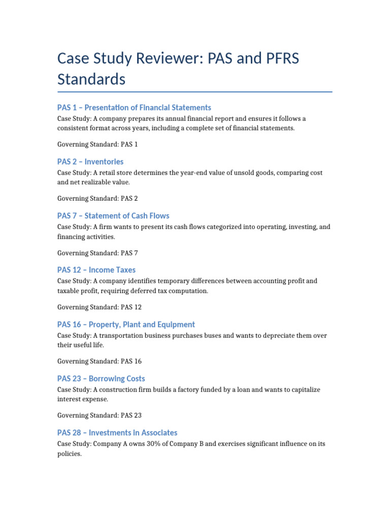 PAS and PFRS Standards Overview | PDF | Fair Value | Business