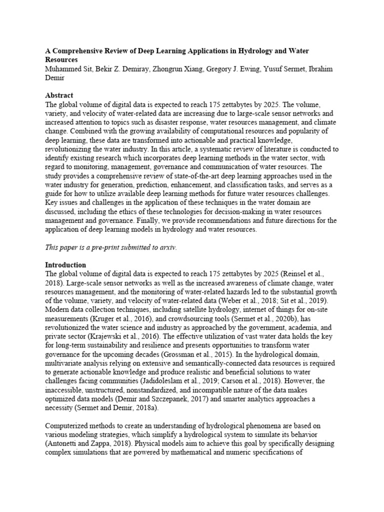 Hydrology And Water Resources Pdf Deep Learning Hydrology