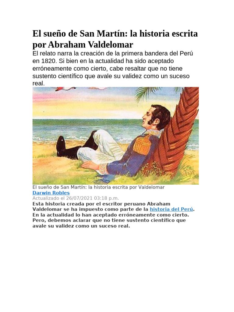 El sueño de San Martín y la bandera peruana | PDF | Perú