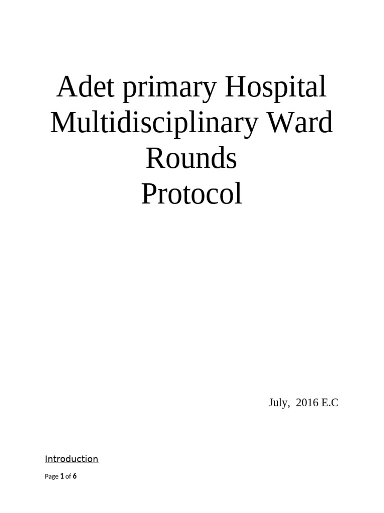 Multidisciplinary Ward Round Protocol | PDF | Hospital | Patient
