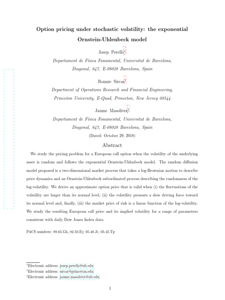 Option Pricing SV Exponential Ou Model | PDF | Option (Finance) | Moneyness