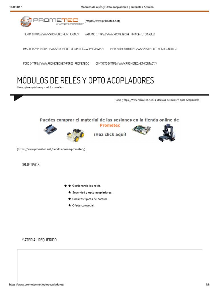 Módulos de Relés y Optoacopladores Arduino | PDF | Relé | Diodo emisor ...