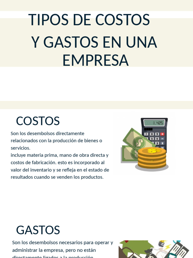 Tipo de Costos y Gastos en Una Empresa | PDF | Costo | Business