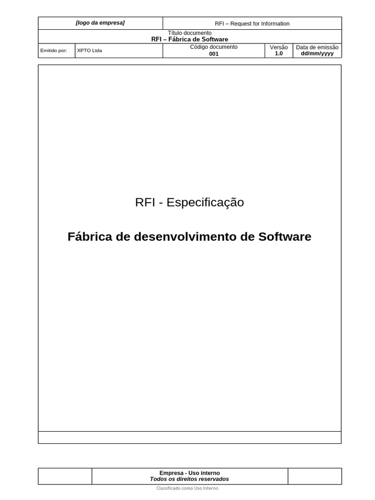 RFI para Fábrica de Software XPTO | PDF | Informática | Tecnologia da ...