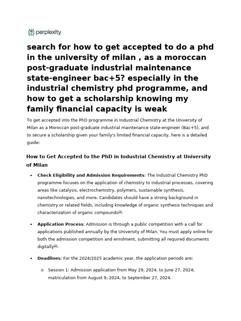 PhD Admission Guide: Industrial Chemistry 2025 | PDF | Doctor Of ...