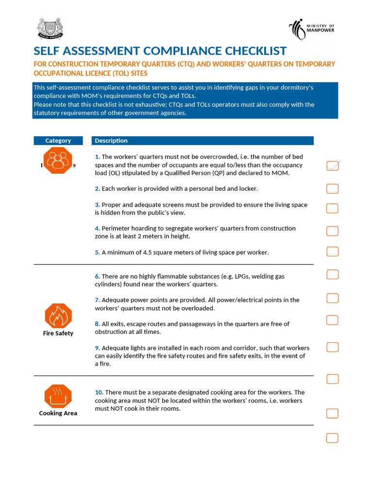 CTQ Dormitory Compliance Checklist | PDF | Laundry | Home